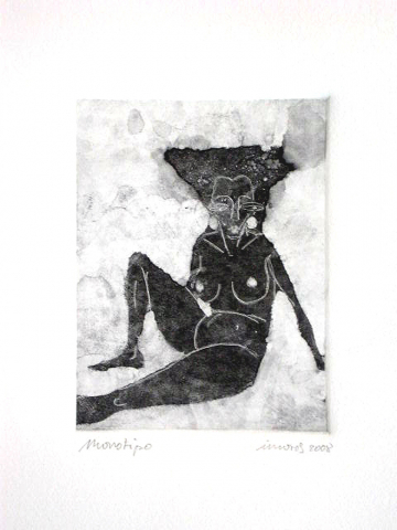 Monotipo39: Africana 1 - 2008 - Plancha 16x12cm - Papel 250gr. Canson Guarro - VENDIDO